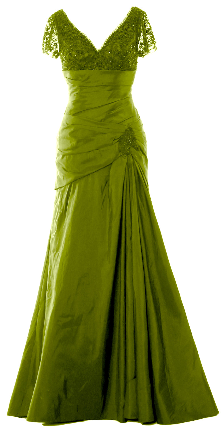 MACloth Mother of Bride Dresses Mermaid Short Sleeves Evening Party Formal Gown