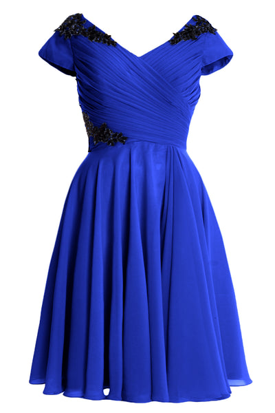 MACloth Women Mother of Bride Groom Dresses Short Cap Sleeve Bridesmaid BD MoH