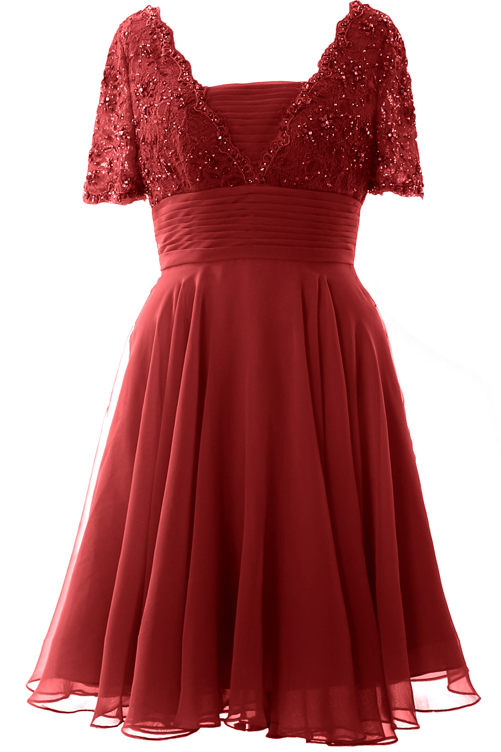 MACloth Damen Kleid für die Brautmutter, kurze Ärmel, Spitze, für Hochzeit, Party, formelles Kleid