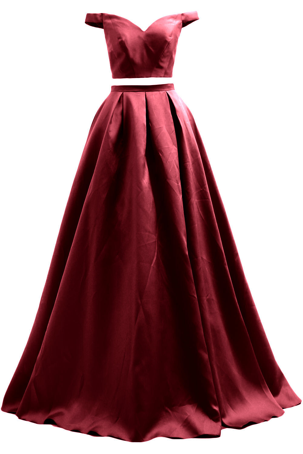 MACloth Women Prom Dresses Two Piece Off Shoulder Formal Evening Ball Gown