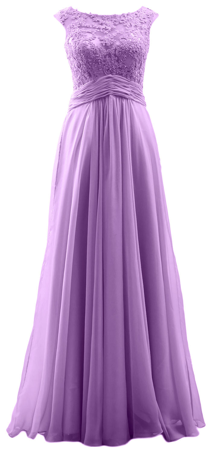 Vestido de fiesta largo con mangas cortas y encaje de gasa de MACloth