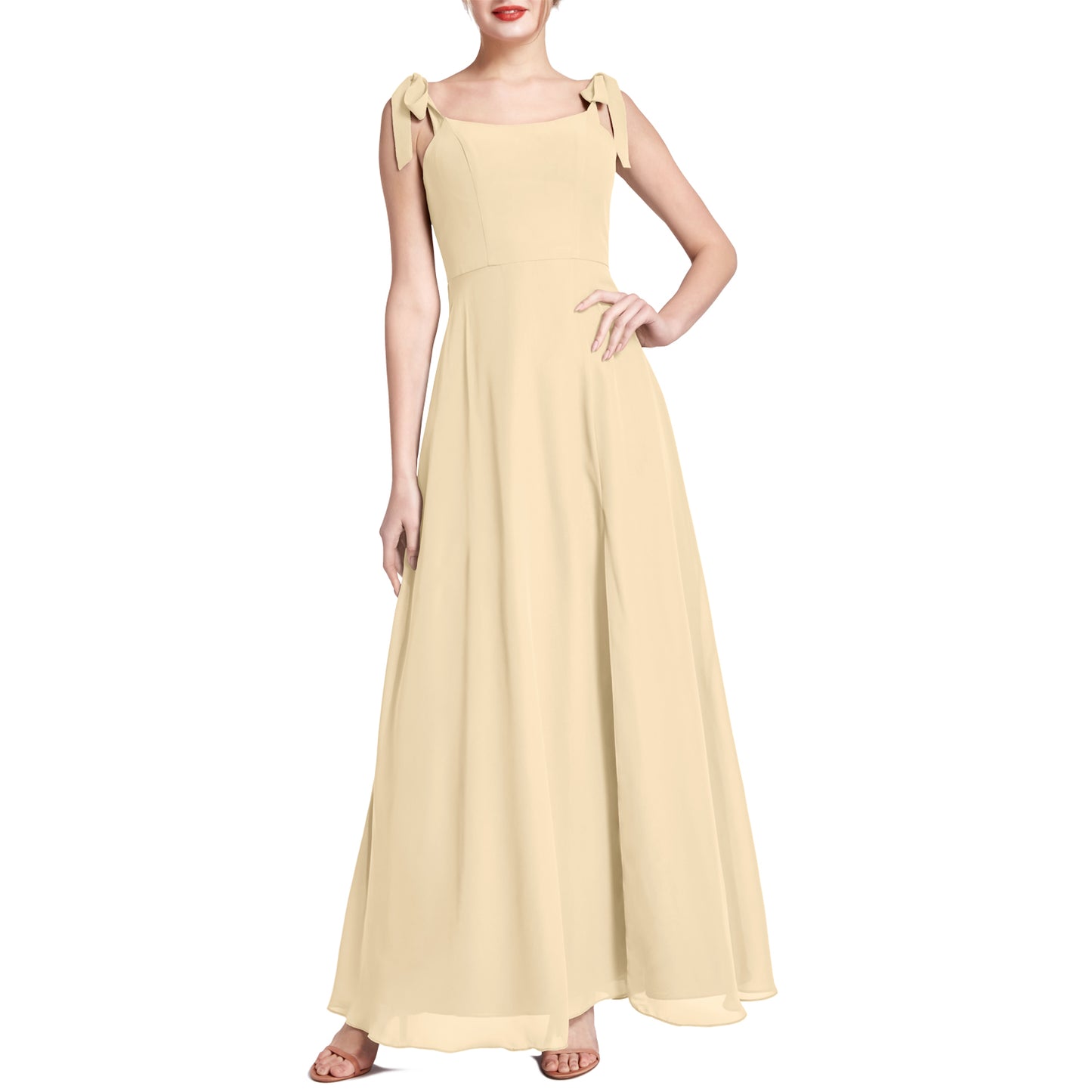 MACloth Damen Chiffon A-Linie Langes, hübsches Brautjungfernkleid für Hochzeit