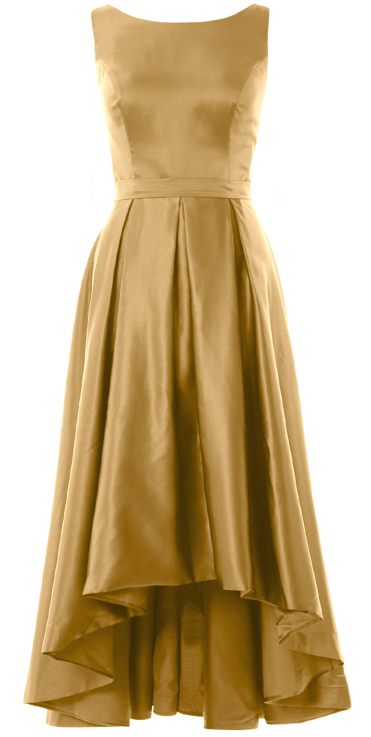 MACloth Hi-Lo Brautjungfernkleider Ärmellos Cocktail Hochzeit Party Abendkleid