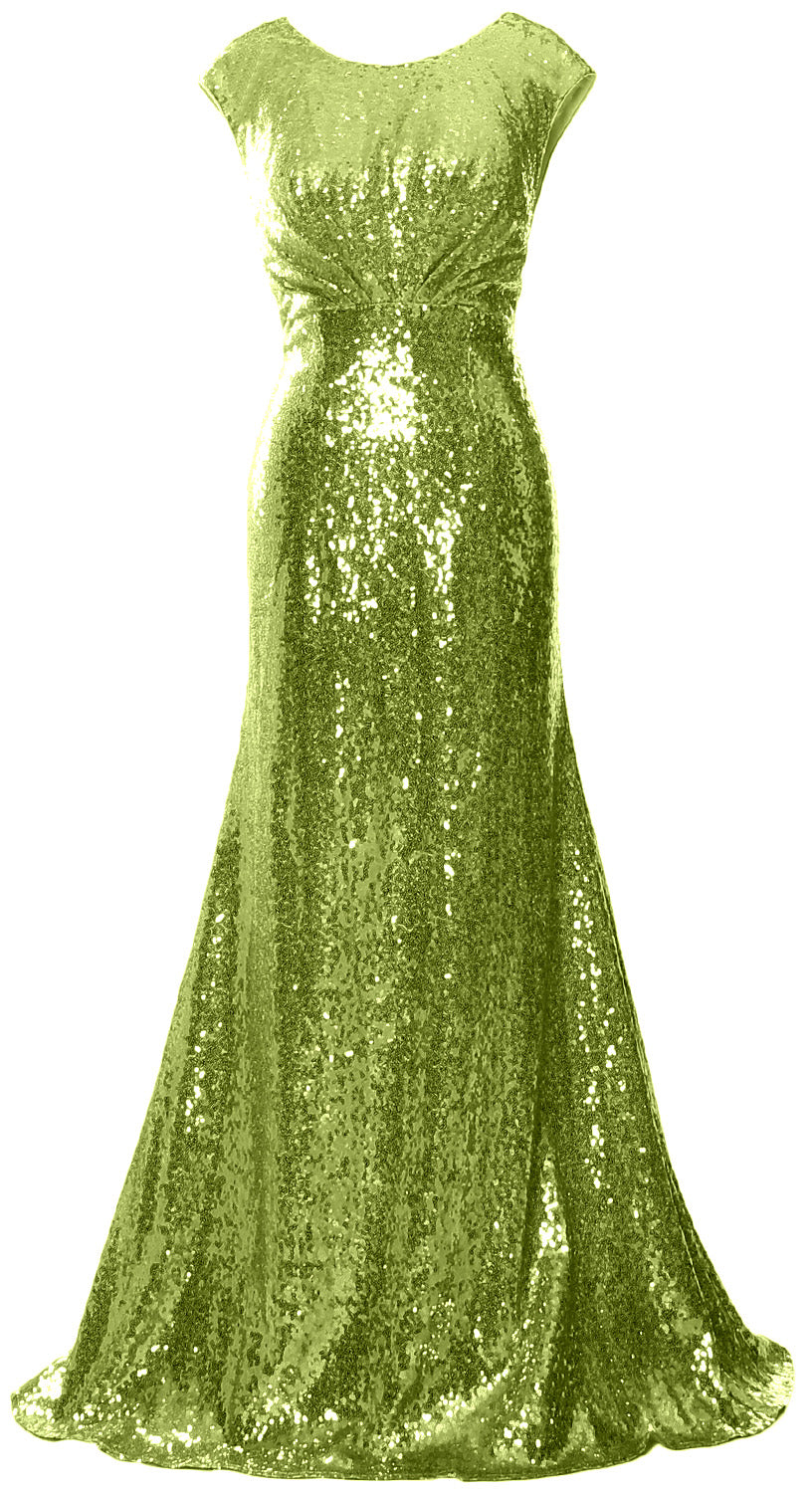 MACloth Damen Kleider für die Brautmutter mit Flügelärmeln und Pailletten, formelles Brautjungfernkleid