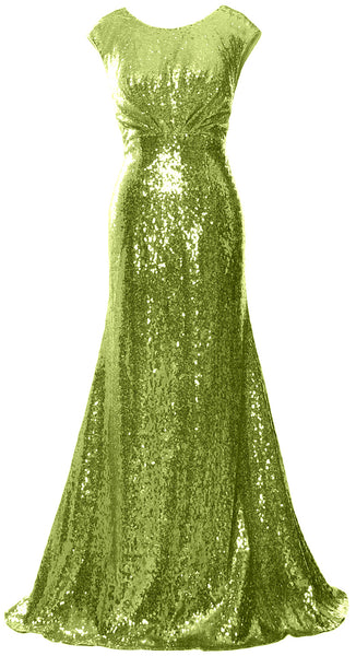 MACloth Women Mother of Bride Dresses Cap Sleeves Sequin Bridesmaid Formal Gown