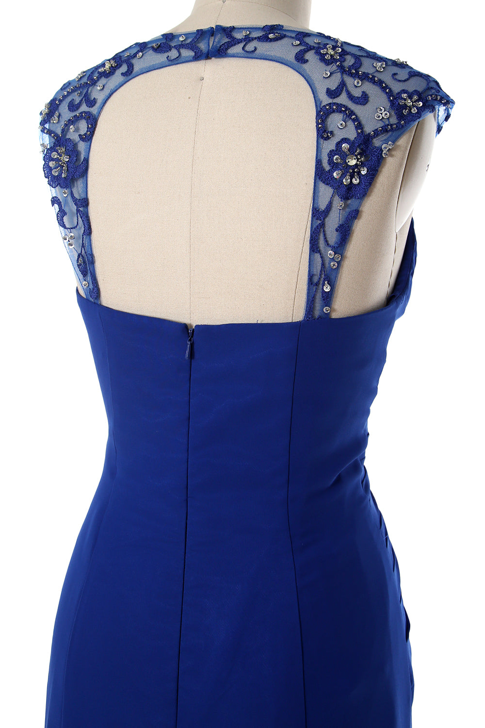 MACloth Women Cap Sleeves Long Mother of Bride Dress Open Back Party Formal Gown