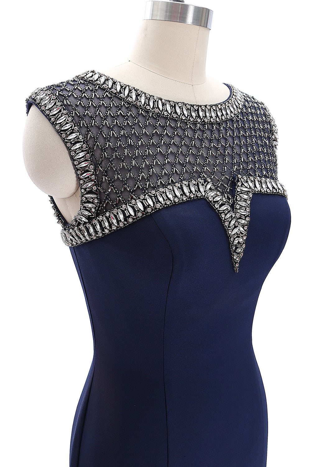 Vestido de noche formal para madre de la novia con cuentas y mangas cortas de MACloth para mujer