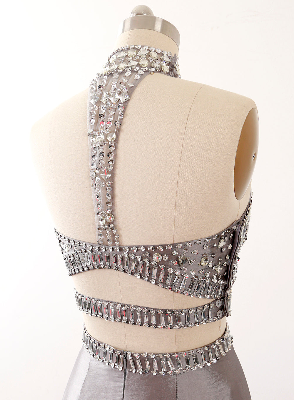 MACloth Damen Meerjungfrau Zweiteiliges Ballkleid mit hohem Halsausschnitt aus Taft, lang, formelles Kleid