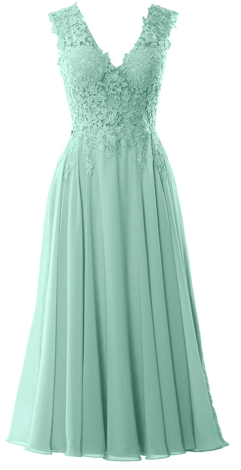 Macloth Women V Neck Lace Mother Bride Dresses Midi Tea Length Wedding Dinner Aqua / Above Knee / Custom Size Macloth Women V Neck Lace Mother Bride Dresses Midi Tea Length Wedding Dinner Aqua / Above Knee / Custom Size