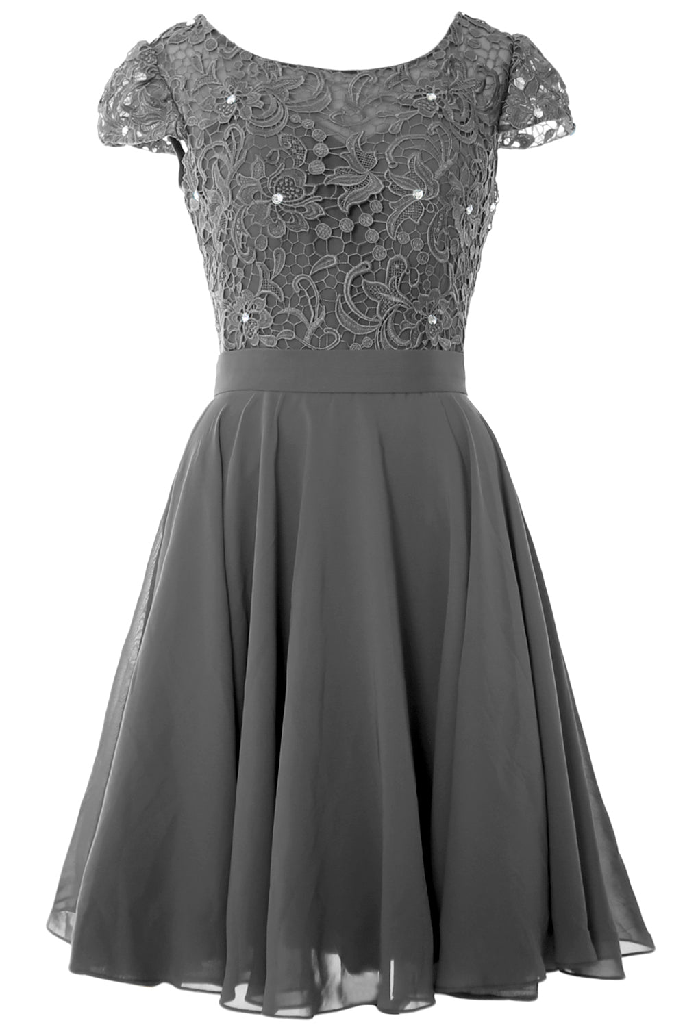 MACloth Women Short Cap Sleeve Lace Wedding Bridesmaid Mother Dresses Homecoming