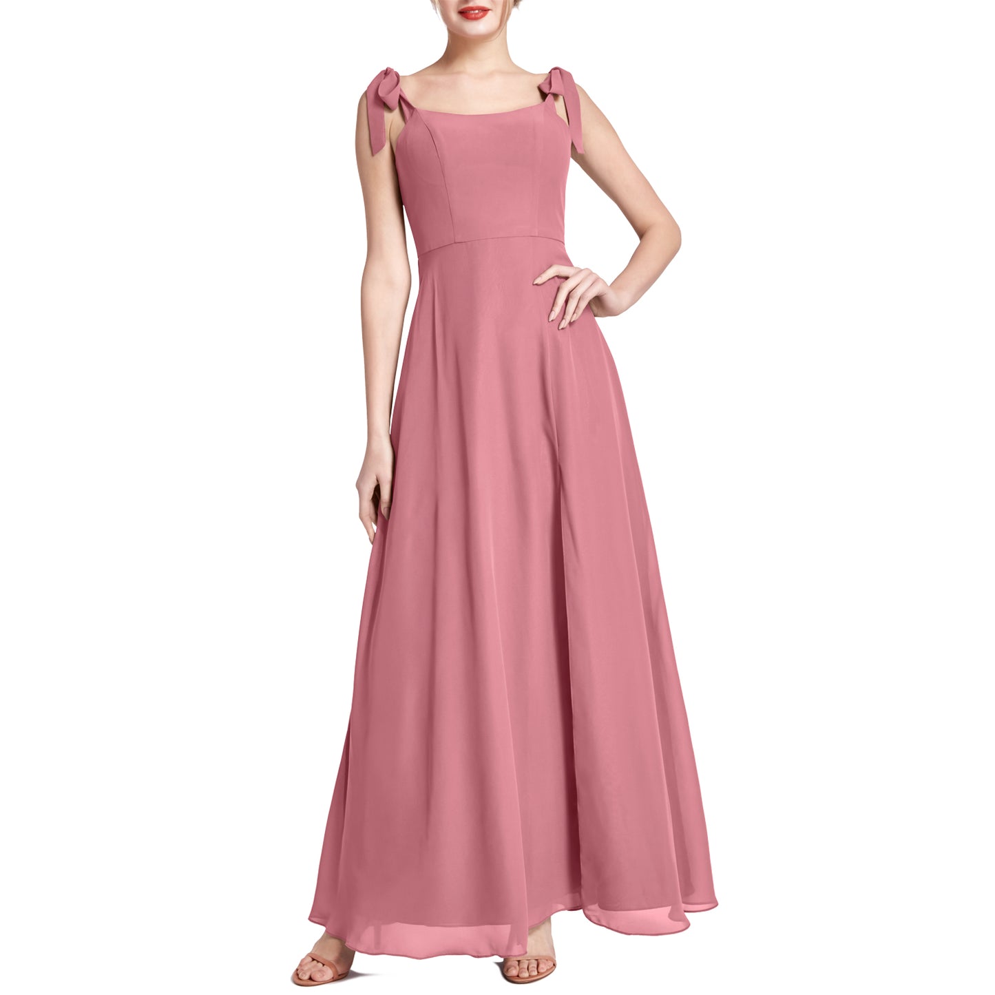 MACloth Damen Chiffon A-Linie Langes, hübsches Brautjungfernkleid für Hochzeit