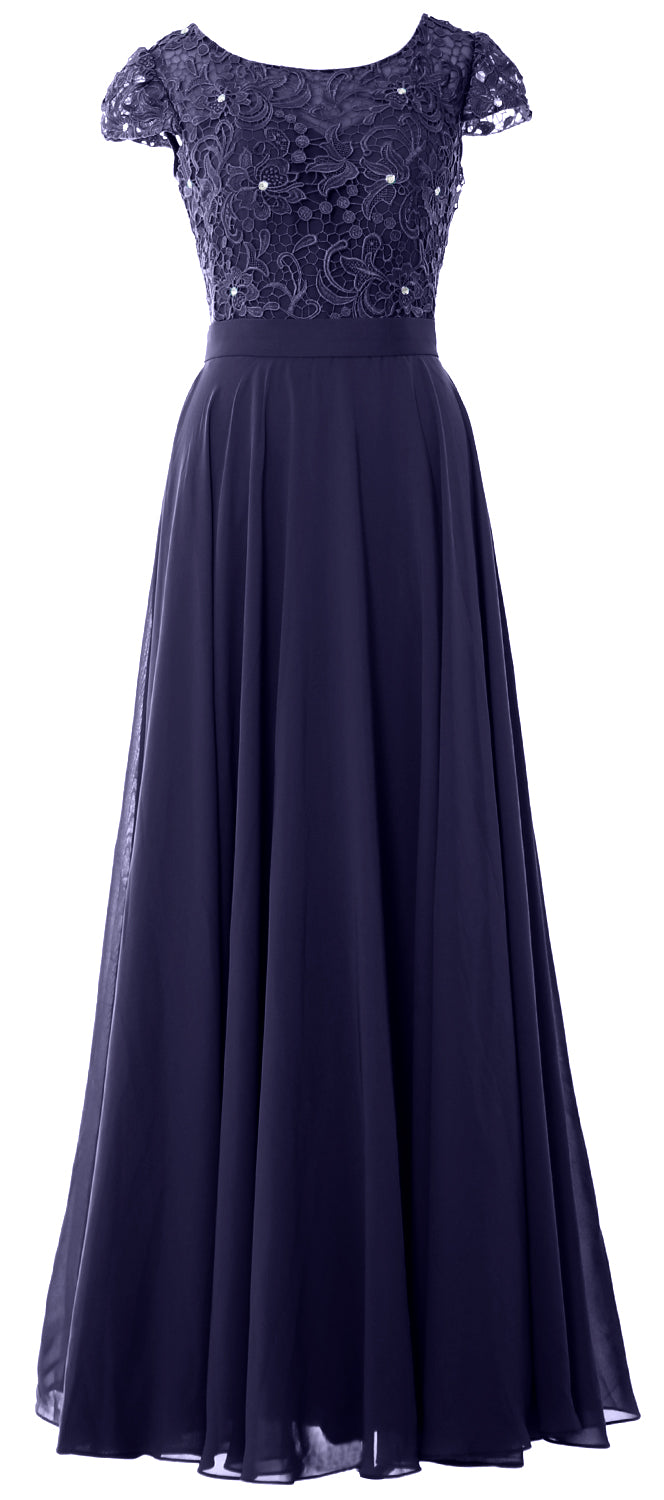 MACloth Damen Kleider für die Brautmutter mit Flügelärmeln, für Hochzeit, Brautjungfer, Probe