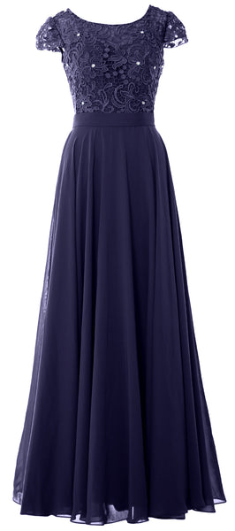 MACloth Women Mother of Bride Dresses Cap Sleeves Wedding Bridesmaid Rehearsal