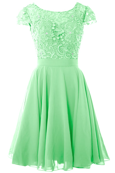MACloth Women Short Cap Sleeve Lace Wedding Bridesmaid Mother Dresses Homecoming