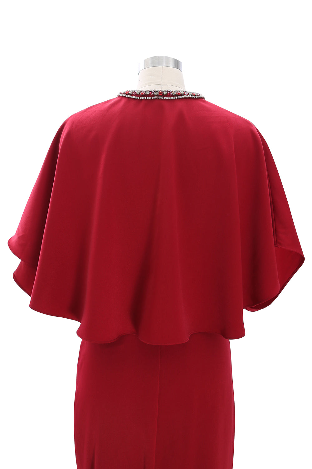 MACloth Vestido de noche con mangas abullonadas y cuentas de crepé para mujer Vestidos para madre de la novia