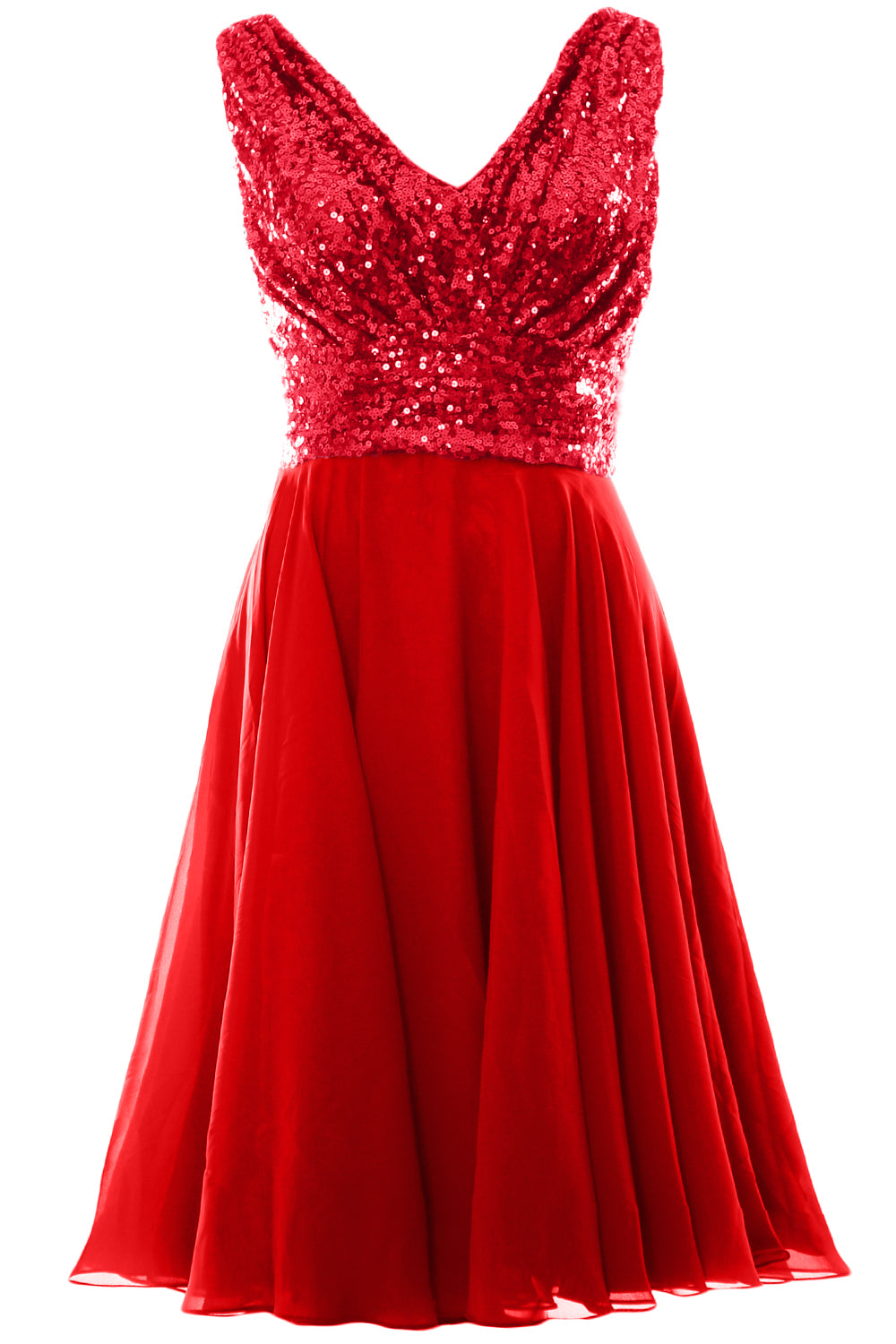 MACloth Women V Neck Sequin Short Wedding Bridesmaid Dresses Mother of Bride