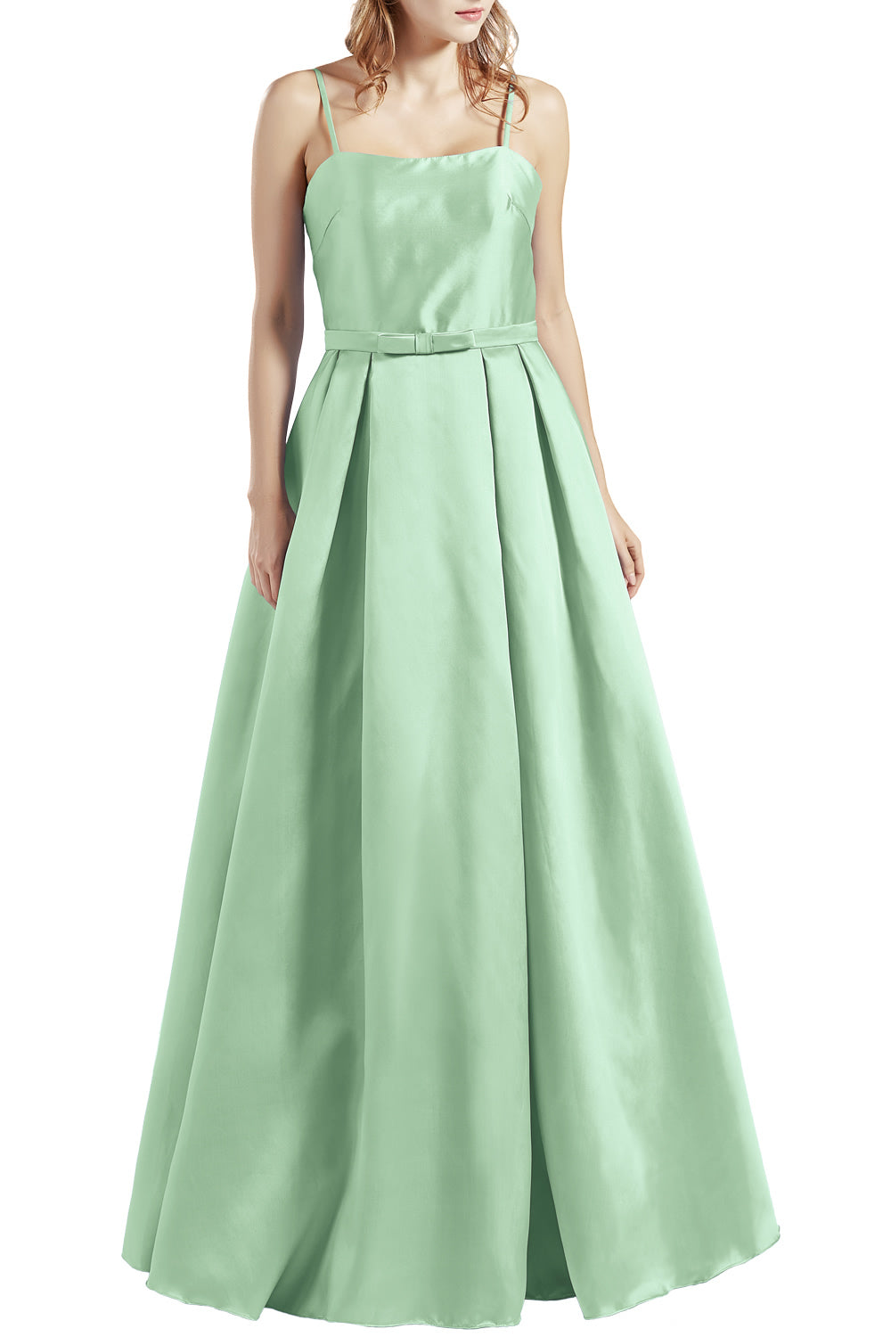 MACloth Damen Langes ärmelloses Satin-Ballkleid, Partykleid, Homecoming-Abendkleid