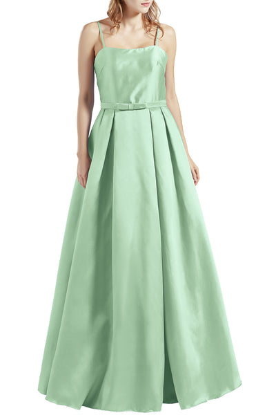 MACloth Women Long Sleeveless Satin Prom Party Dresses Homecoming Evening Gown