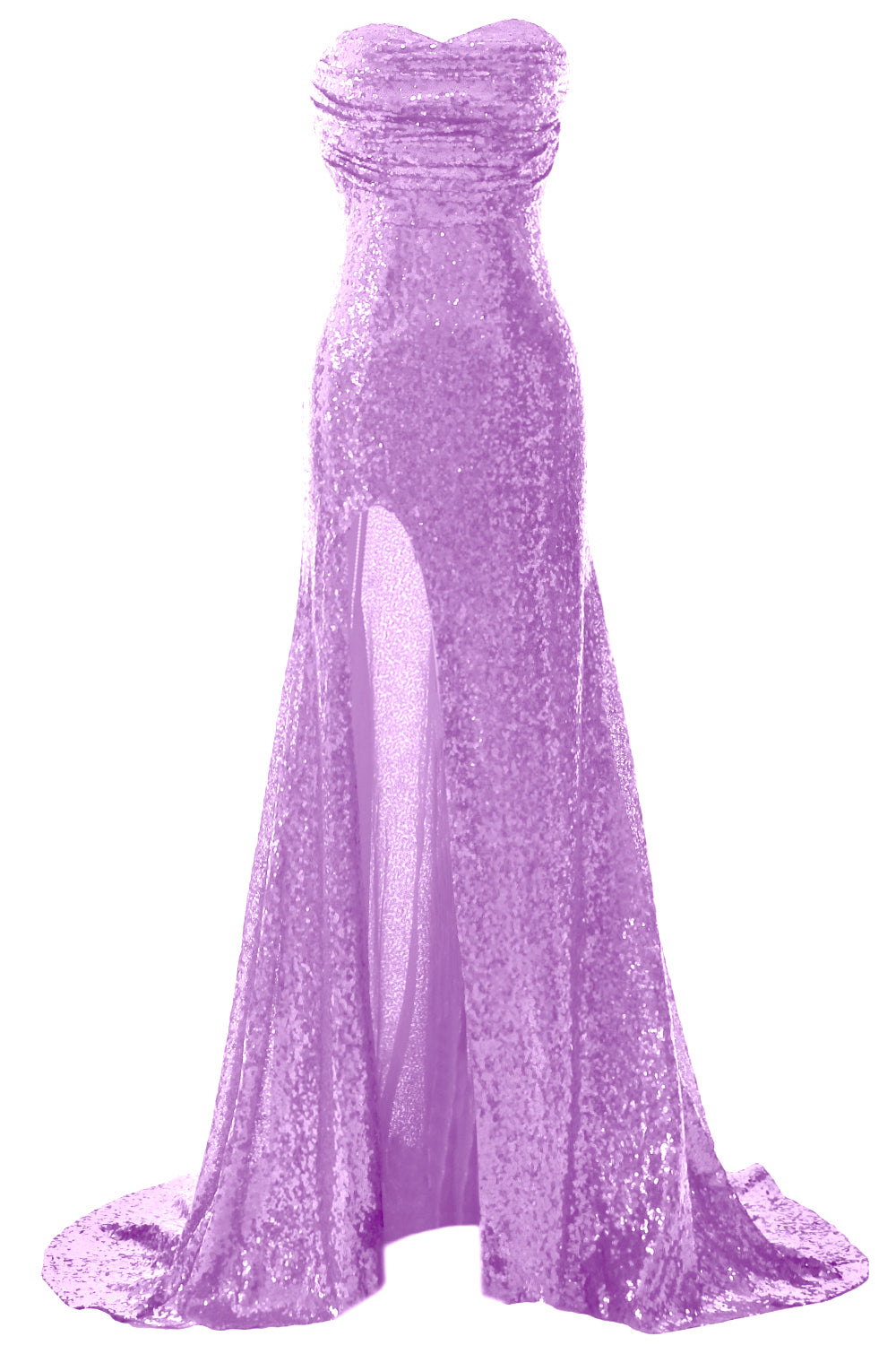 MACloth Sequin Prom Dresses Mermaid Strapless Formal Evening Gown with Split