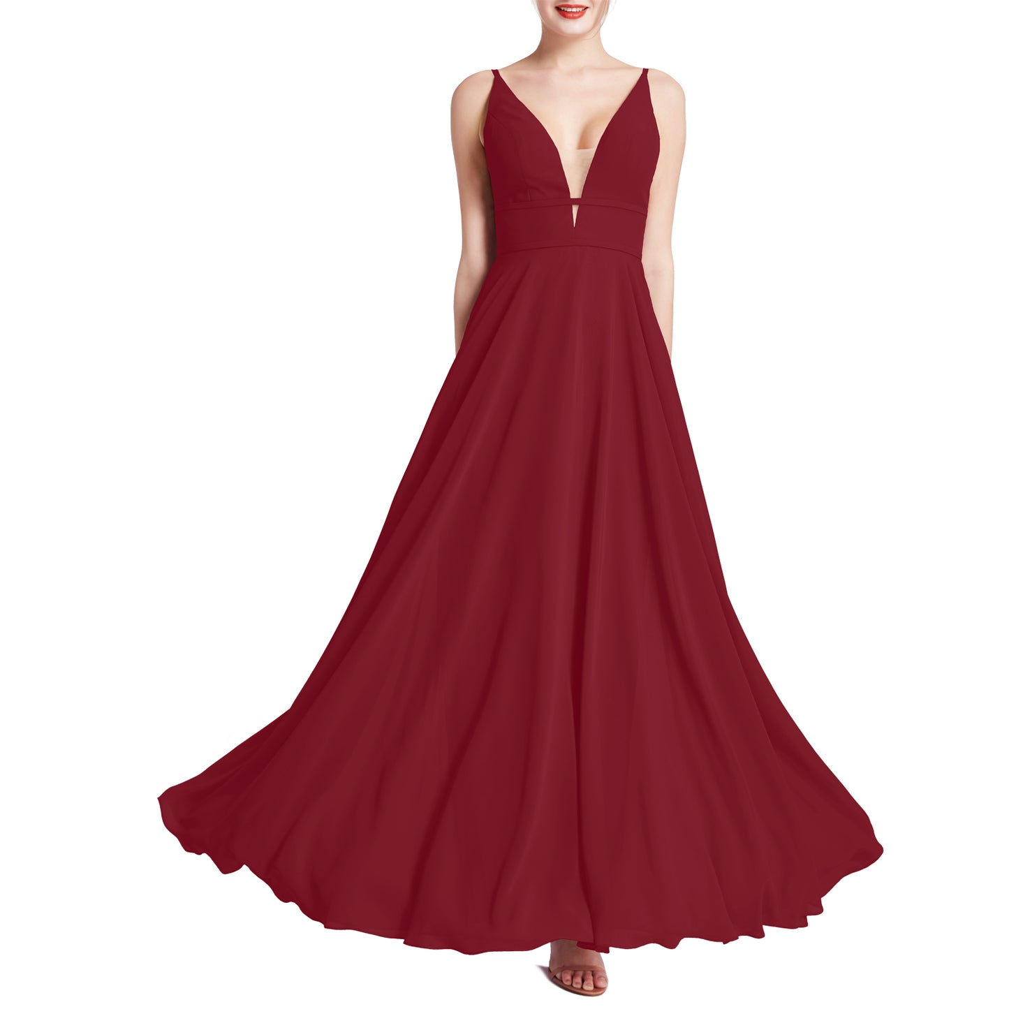 MACloth Vestidos de dama de honor elegantes largos con escote en V pronunciado para fiesta de boda para mujer