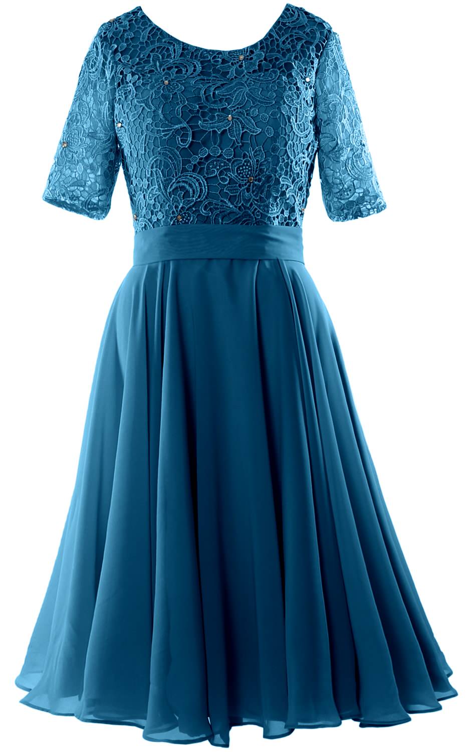 MACloth Women Short Mother Bride Dresses Half Sleeve Wedding Guest Dinner Lace