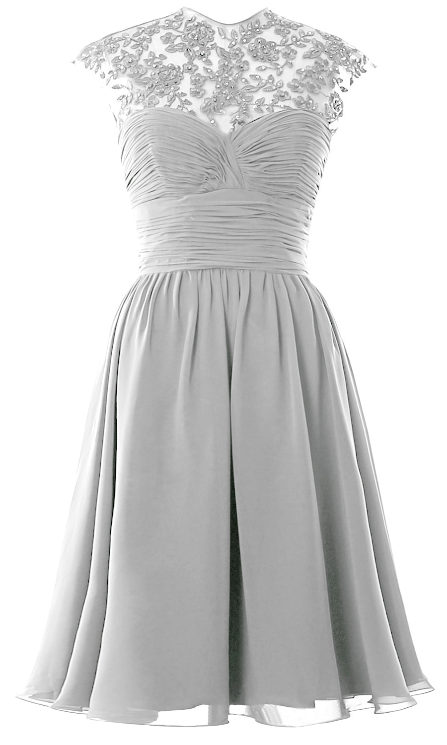 Women High Neck Cap Sleeve Lace Short Bridesmaid Dress Wedding Party Ball Gown