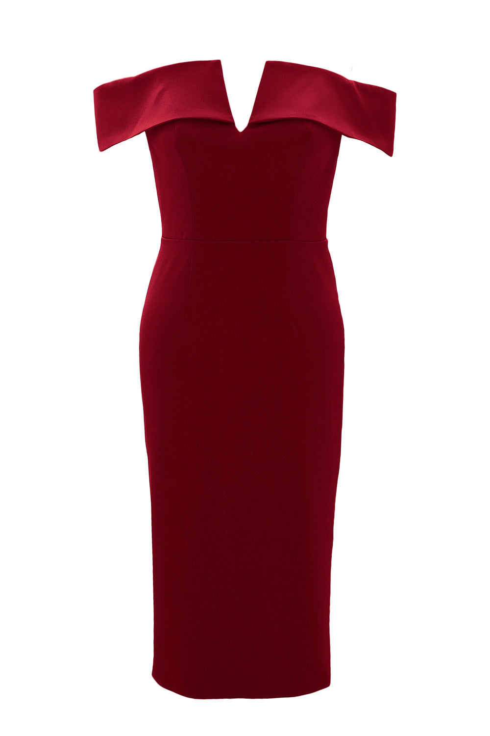 MACloth Women Sexy V Neck Off Shoulder Evening Bodycon Club Midi Cocktail Dress