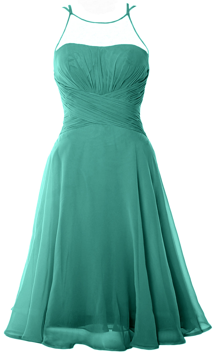 Vestido de cóctel corto elegante con ilusión de MACloth, vestido formal de gasa para boda o fiesta