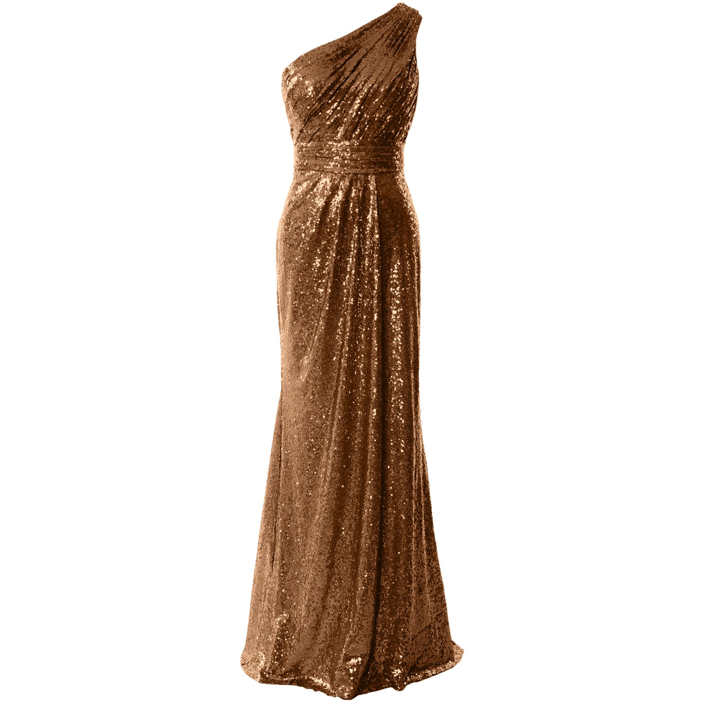 MACloth Damen Brautjungfernkleider One-Shoulder Pailletten Langes formelles Kleid Braut
