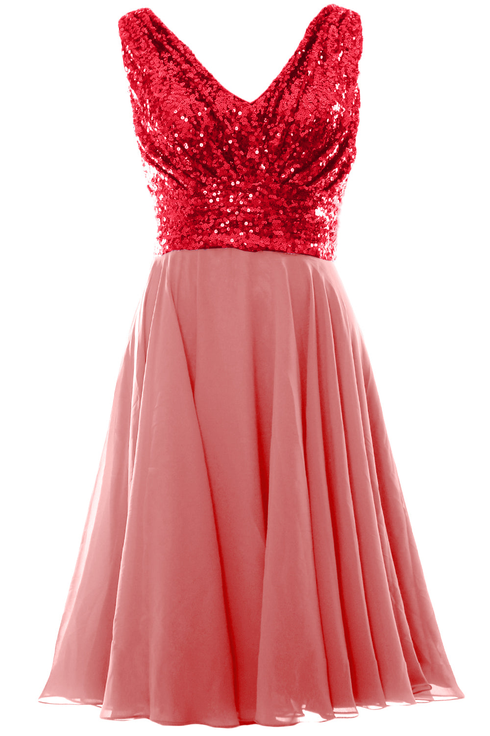 MACloth Women V Neck Sequin Short Wedding Bridesmaid Dresses Mother of Bride