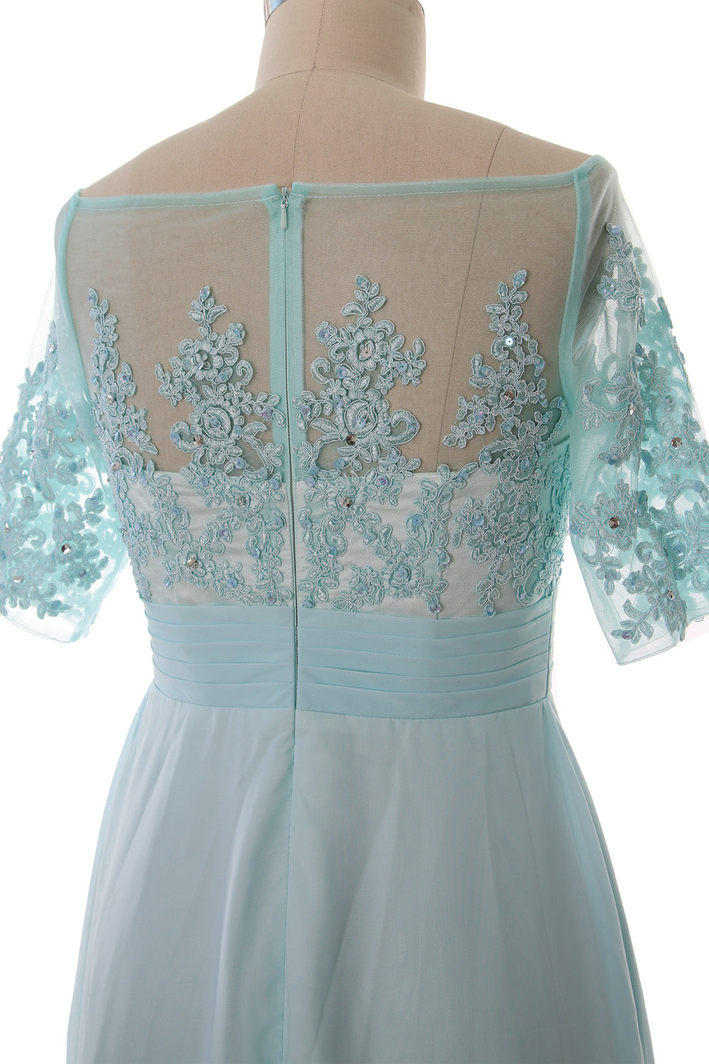 Vestidos de madre de la novia de MACloth, mangas cortas, midi, hombros descubiertos, semi formales