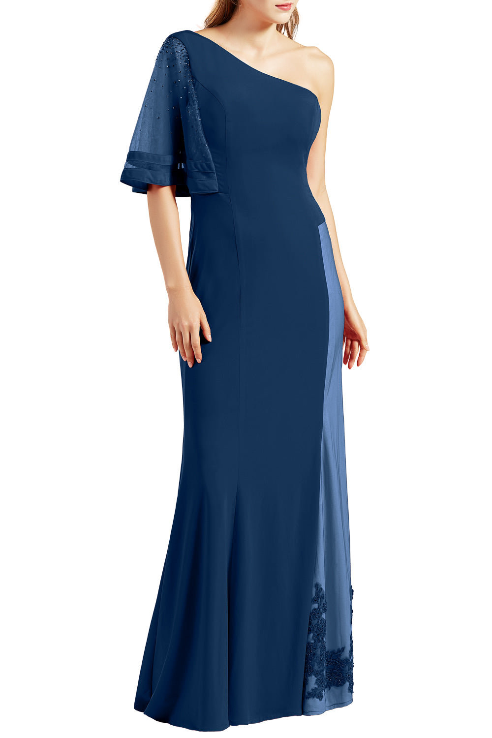 MACloth Women One Shoulder Prom Evening Gown Long Jersey Formal Party Dresses