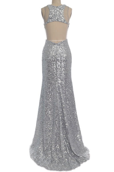 MACloth Gorgeous Mermaid Cut Out Sequin Long Prom Party Dress Evening Gown