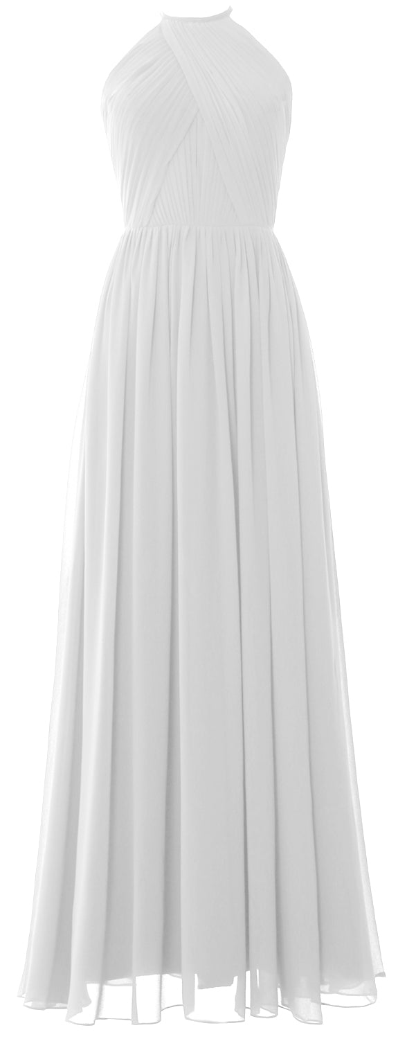 MACLoth Halter Vestidos largos de dama de honor Vestido de noche formal para boda MoH