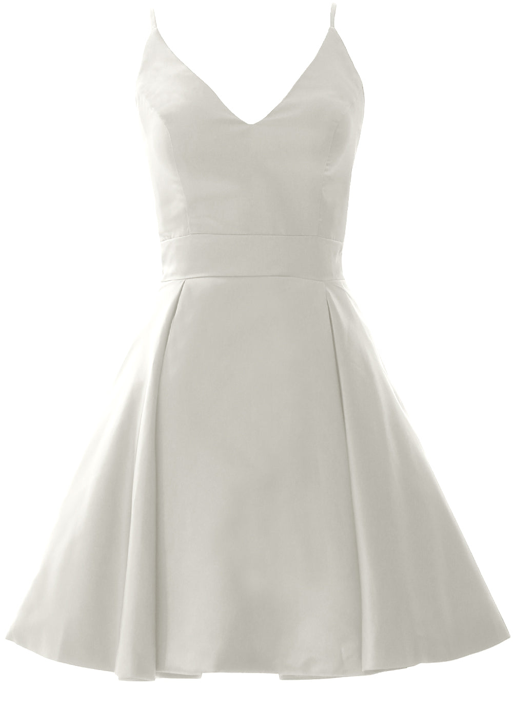 MACloth Mini vestidos de fiesta de graduación con escote en V de satén para invitados de boda
