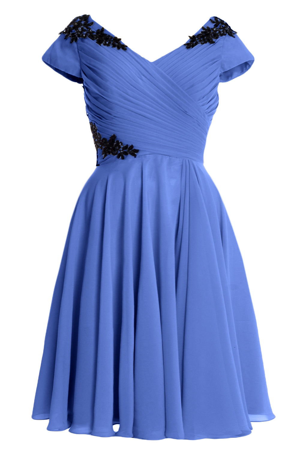 MACloth Damen Kleider für die Brautmutter und den Bräutigam, kurz, Flügelärmel, Brautjungfer, BD MoH