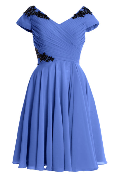 MACloth Women Mother of Bride Groom Dresses Short Cap Sleeve Bridesmaid BD MoH