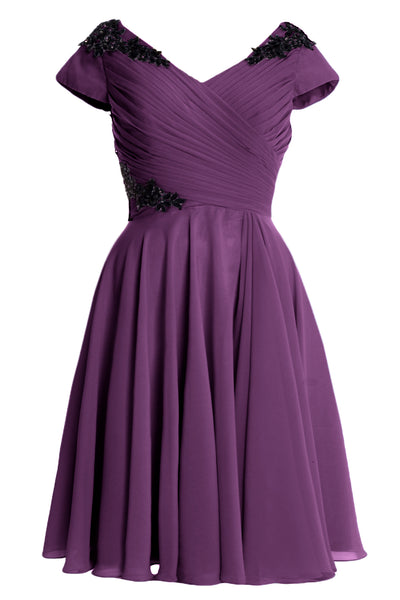 MACloth Women Mother of Bride Groom Dresses Short Cap Sleeve Bridesmaid BD MoH