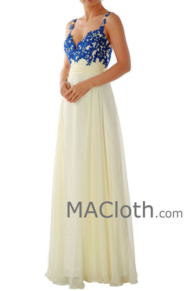 Spaghetti Straps Sweetheart Long Chiffon Lace Prom Dress 160156