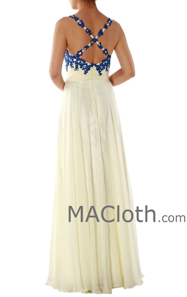Spaghetti Straps Sweetheart Long Chiffon Lace Prom Dress 160156