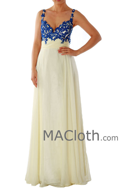 Spaghetti Straps Sweetheart Long Chiffon Lace Prom Dress 160156