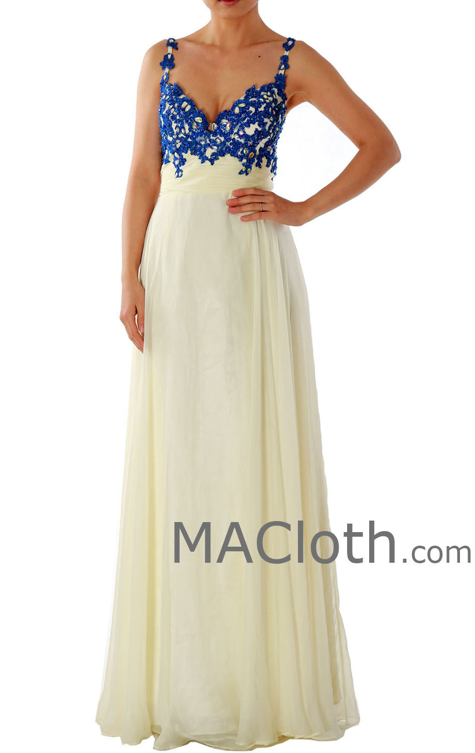 Vestido de fiesta largo de gasa con escote en forma de corazón y tirantes finos 160156