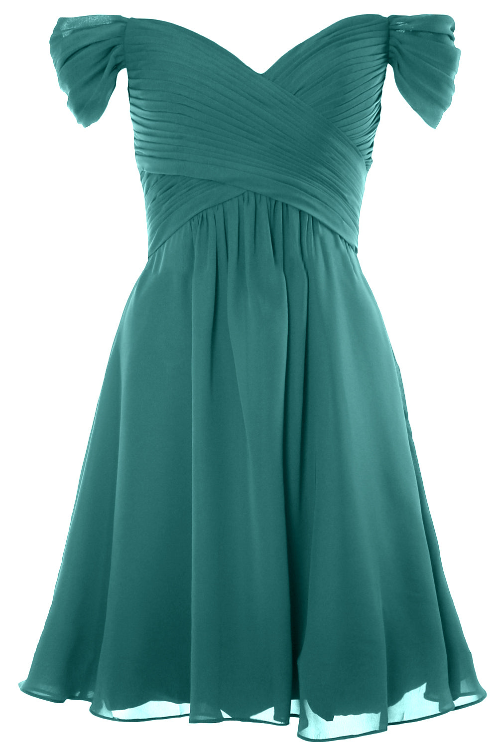 MACloth Damen Schulterfreies, kurzes Brautjungfernkleid für Hochzeit, Party, formelles Kleid