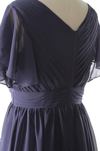 MACloth Mother of the Bride Dresses with Sleeves V Neck Long Wedding Formal Gown