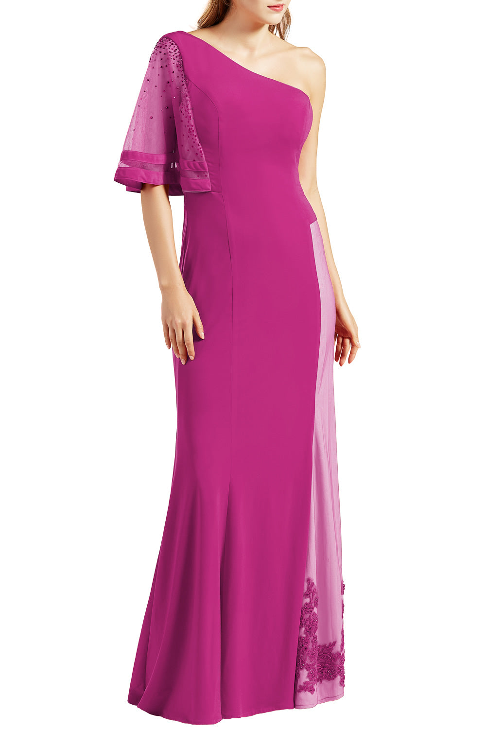 MACloth Women One Shoulder Prom Evening Gown Long Jersey Formal Party Dresses