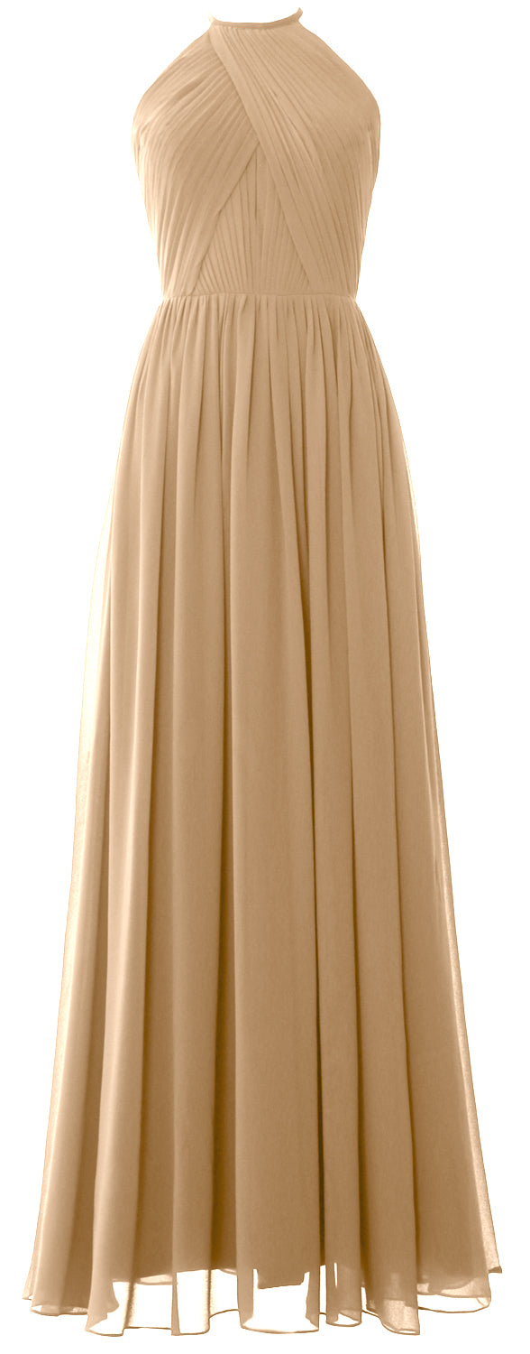 MACLoth Halter Vestidos largos de dama de honor Vestido de noche formal para boda MoH