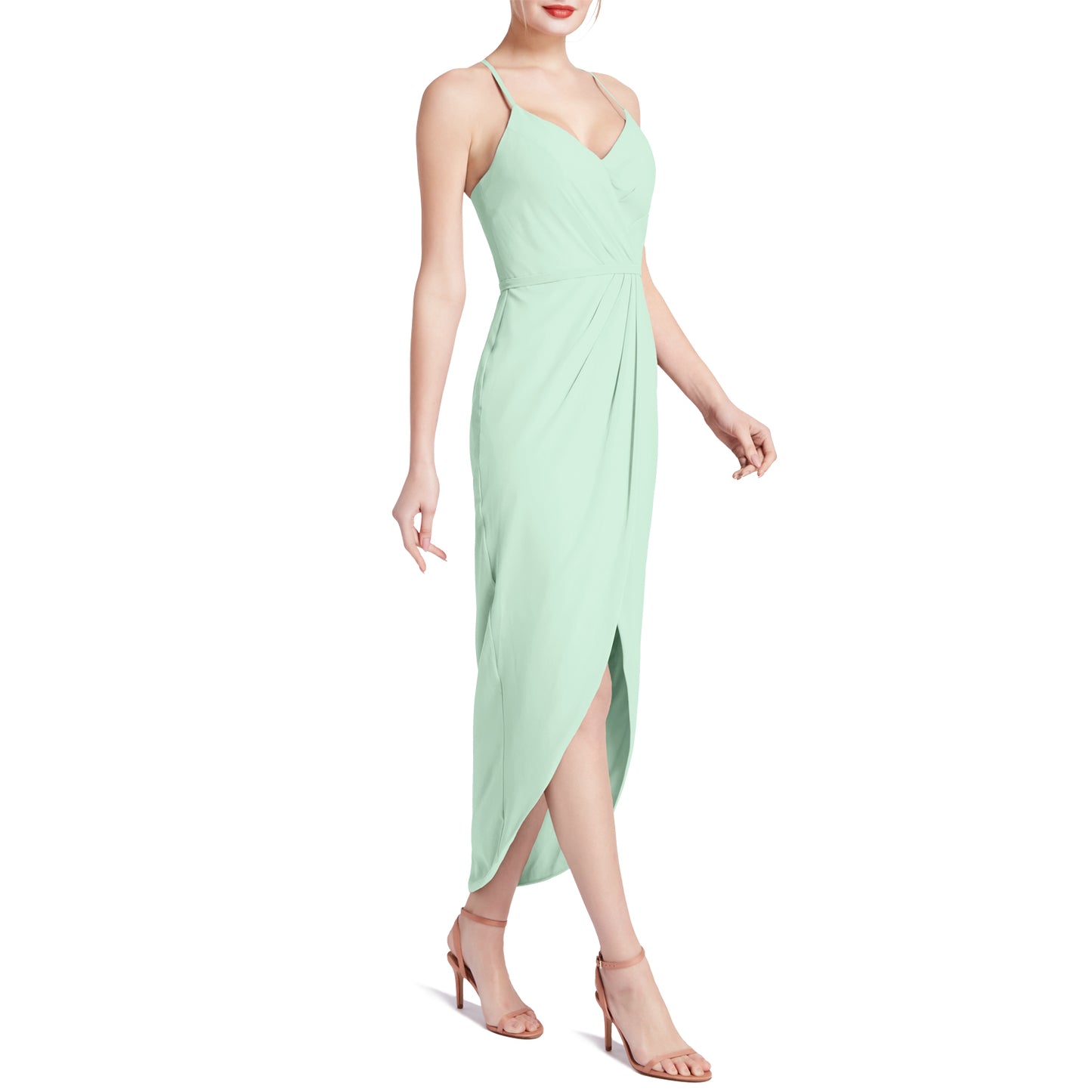 MACloth Damen Hi Lo Sweetheart Wickelkleid Casual Party Cocktailkleid Halbformell