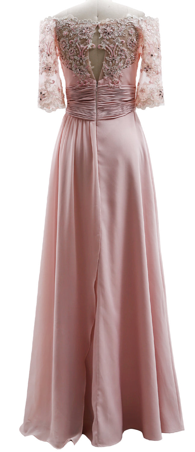 MACloth Damen-Kleid für die Brautmutter, schulterfrei, Spitze, lang, formelles Abendkleid