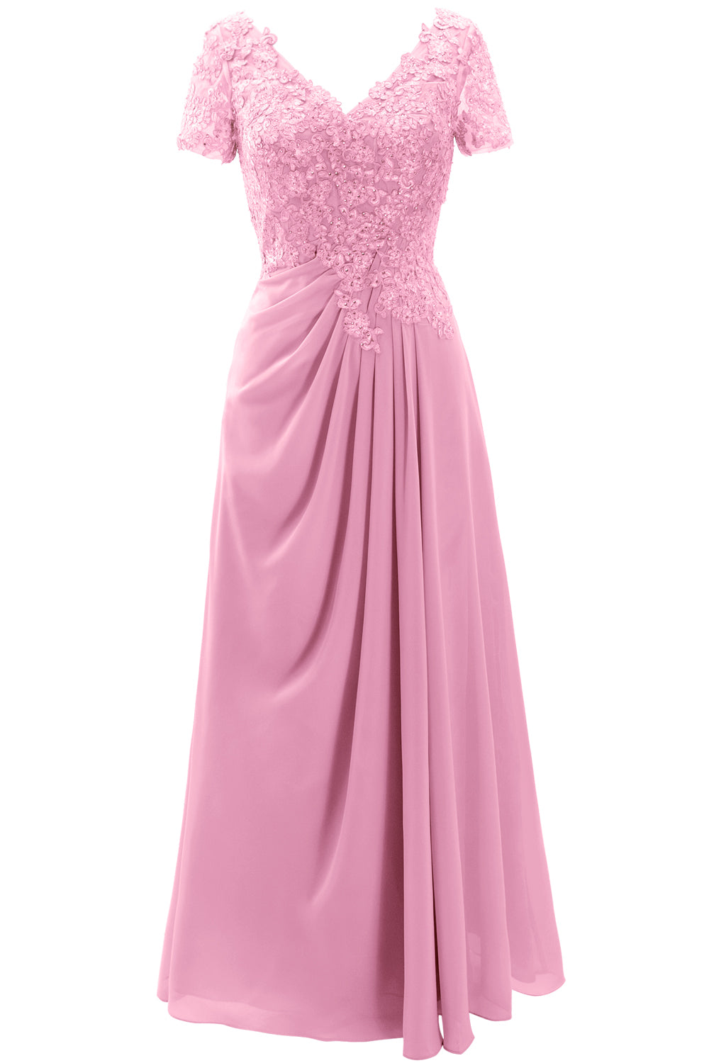 MACloth Damen Kleider für die Brautmutter, kurzärmlig, Spitze, für Hochzeit, Abendkleid