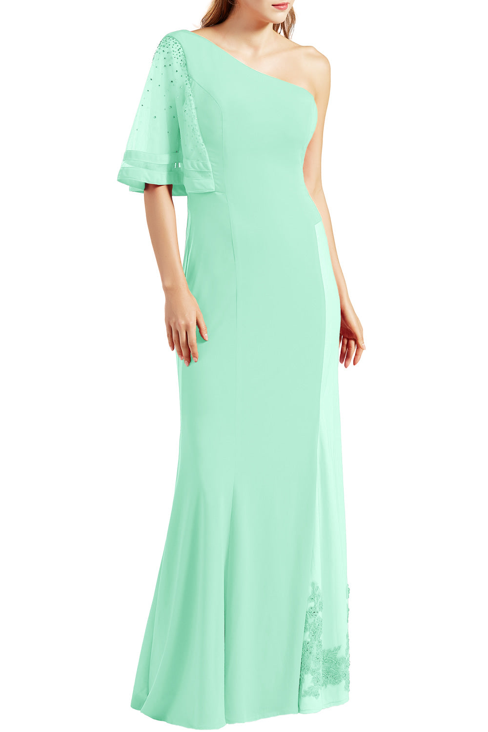 MACloth Women One Shoulder Prom Evening Gown Long Jersey Formal Party Dresses